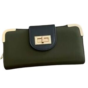 NWT! Elegant Olive Green Nylon Clutch Bag
